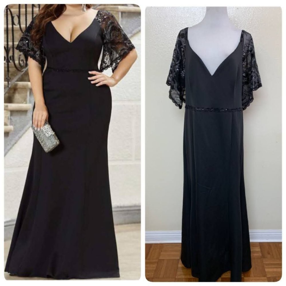 Ever Pretty Deep V-Neck Bodycon Mermaid Gown Plus